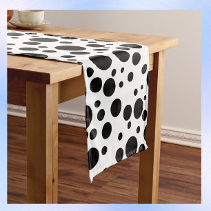 Black Polka Dots on White Medium Table Runner