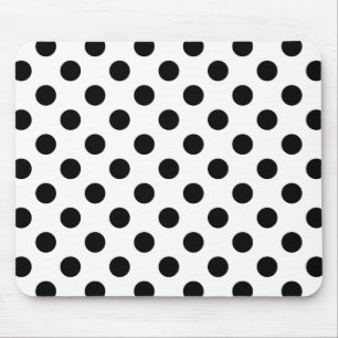 Black polka dots on white mouse pad