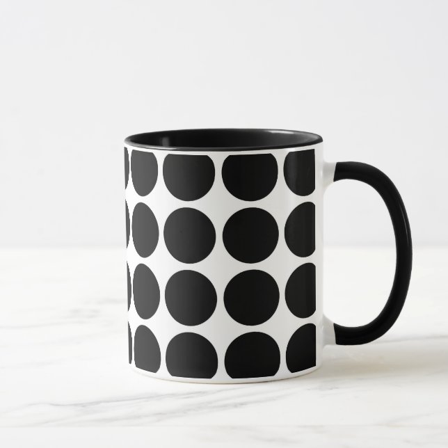 Black Polka Dots on White Mug (Right)