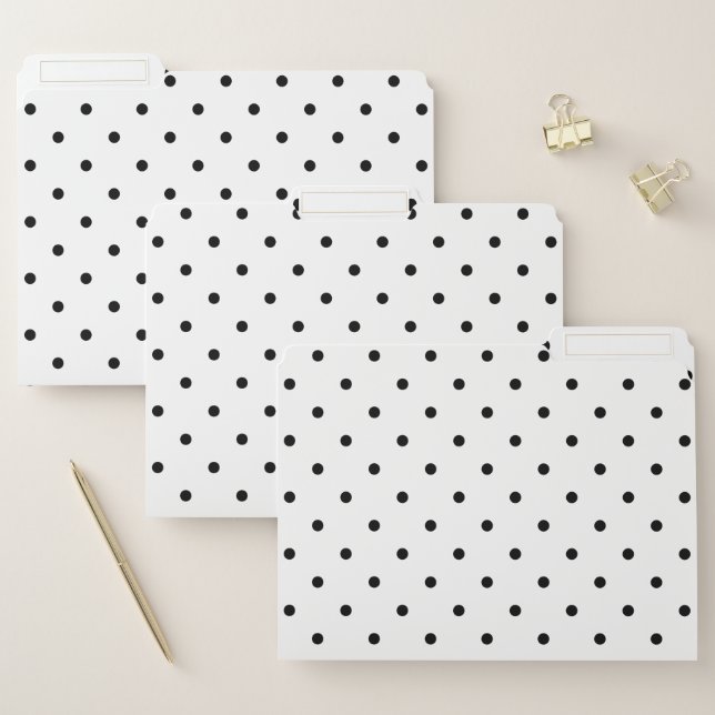 Black Polka Dots on White Pattern File Folder (Set)