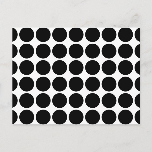 Black Polka Dots on White Postcard (Front)