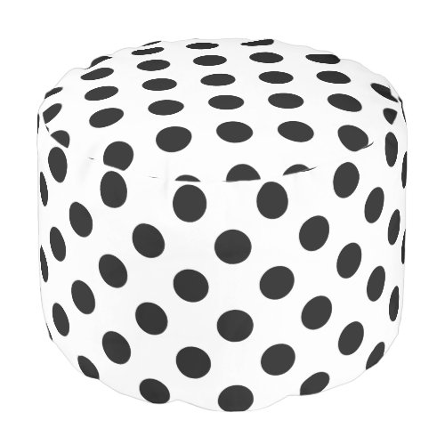 Black polka dots on white pouf