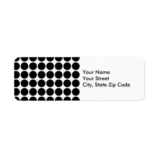 Black Polka Dots on White return address label