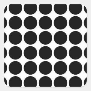 Black Polka Dots on White Square Sticker
