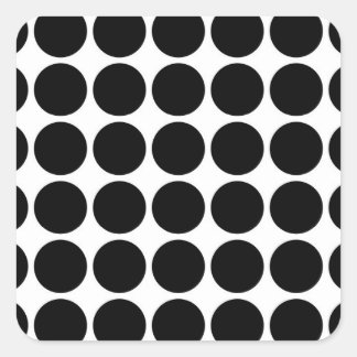 Black Polka Dots on White Square Sticker