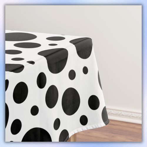 Black Polka Dots on White  Tablecloth