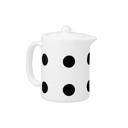 Black Polka Dots On White Teapot