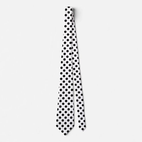 Black polka dots on white tie