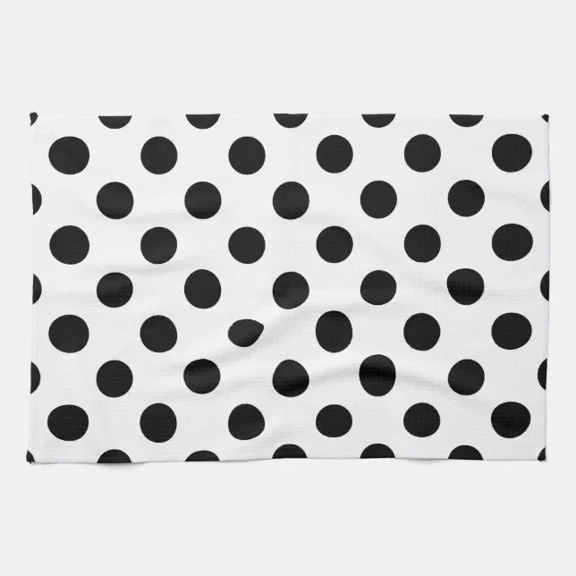 Black polka dots on white towel Zazzle