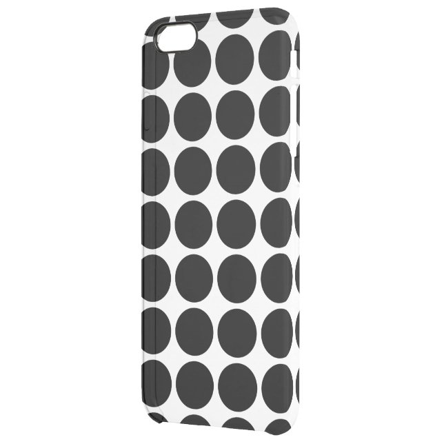 Black Polka Dots on White Uncommon iPhone Case (Back Left)