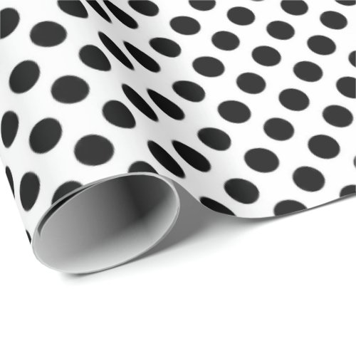 black polka dots on white wrapping paper