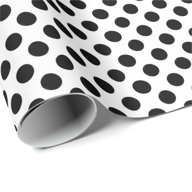 black polka dots on white wrapping paper (Roll Corner)