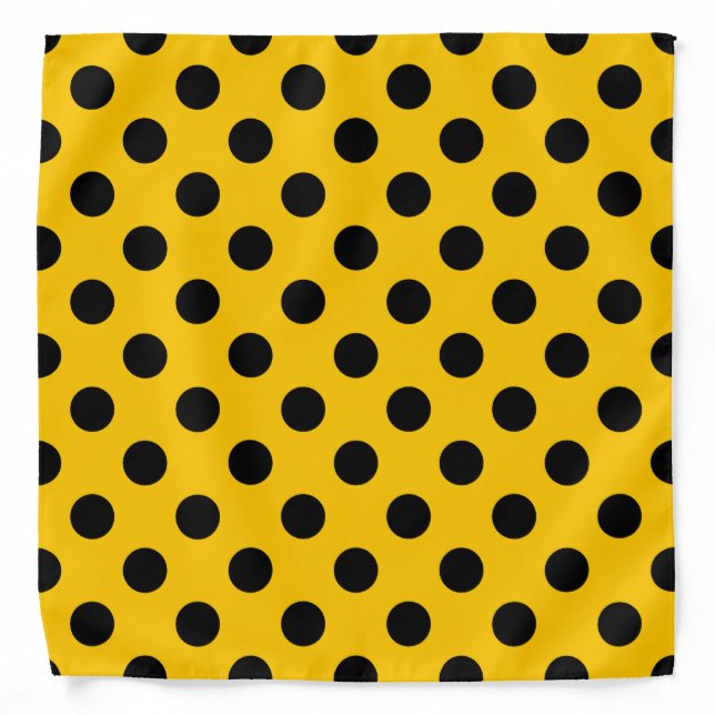 Black polka dots on yellow bandana (Front)