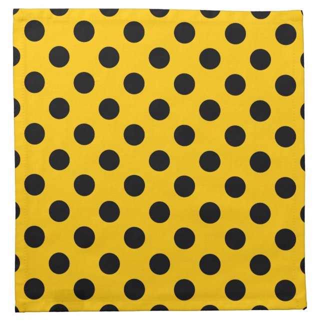 Black polka dots on yellow cloth napkin (Front)