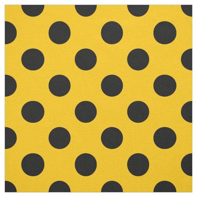 Black polka dots on yellow fabric (Swatch)