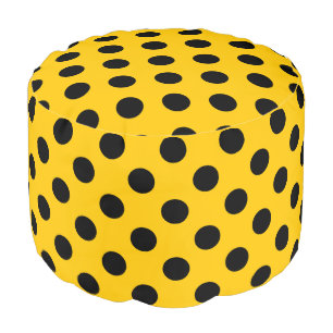 Black polka dots on yellow pouf