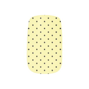 Black Polka Dots - Pastel Yellow Minx Nail Art