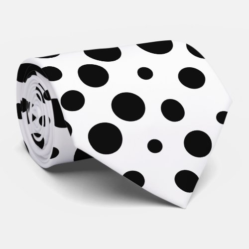 Black Polka Dots Pattern on White Tie