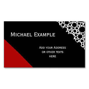 Black Polka Dots Pattern + your back & ideas Business Card Magnet