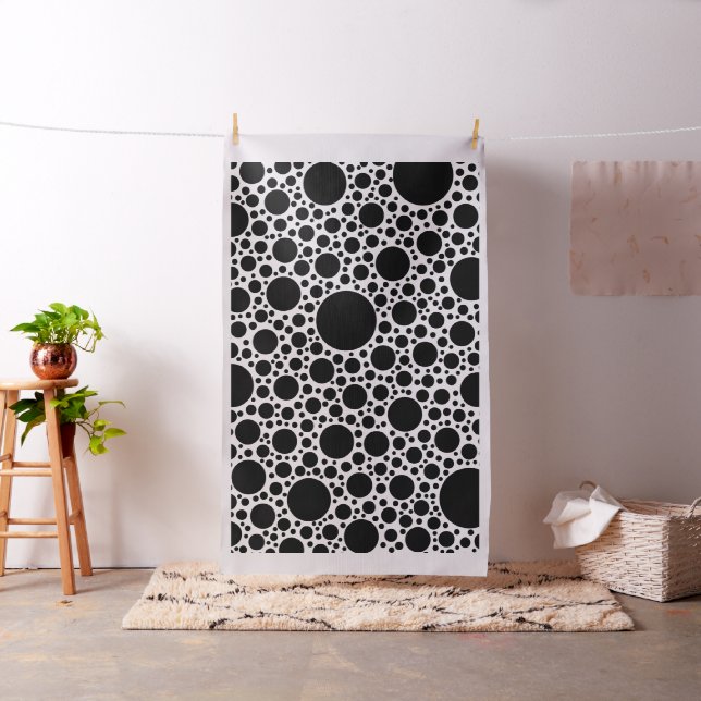 Black Polka Dots Pattern + your backgr. &  ideas Fabric (In Situ)