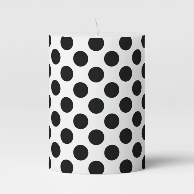 Black Polka Dots Pillar Candle (Front)