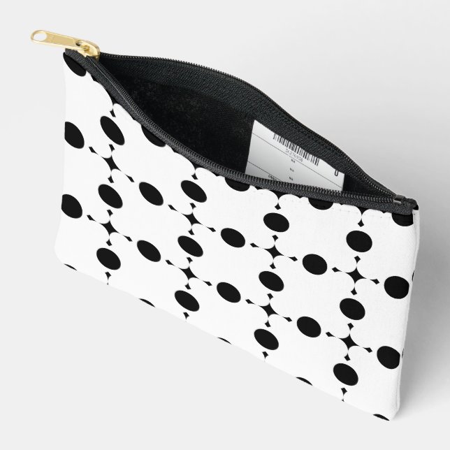 Black Polka Dots, Polka Dot Pattern, Dots, Dotted Accessory Pouch (Open)