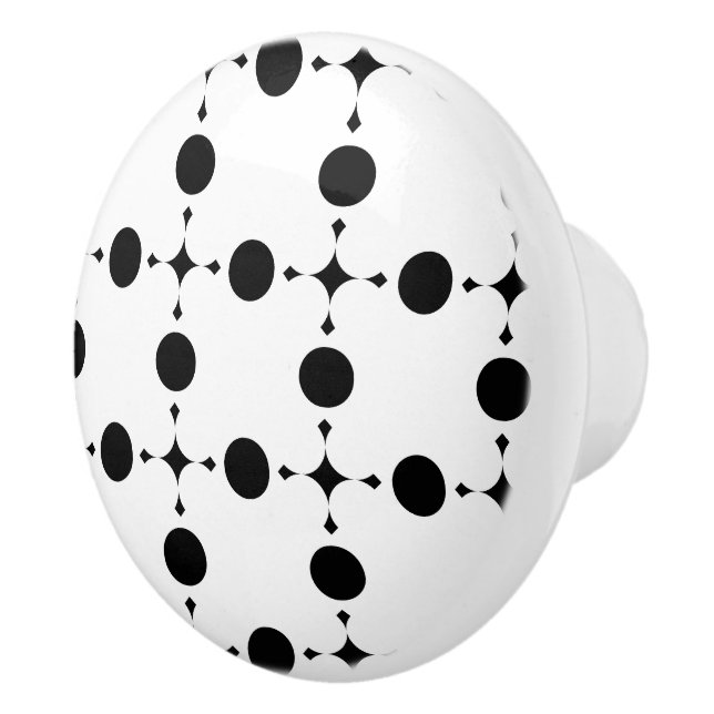 Black Polka Dots, Polka Dot Pattern, Dots, Dotted Ceramic Knob (Right)