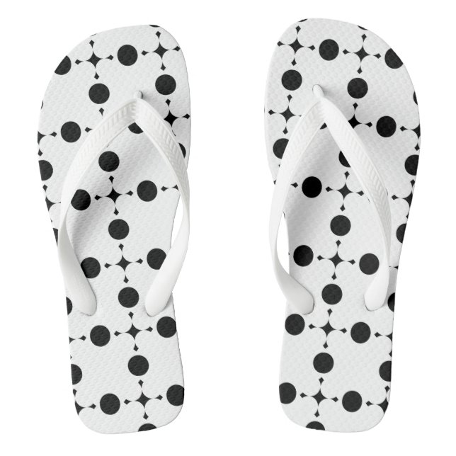 Black Polka Dots, Polka Dot Pattern, Dots, Dotted Flip Flops (Footbed)