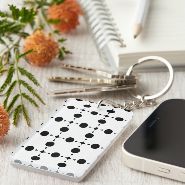 Black Polka Dots, Polka Dot Pattern, Dots, Dotted Keychain (Front Right)