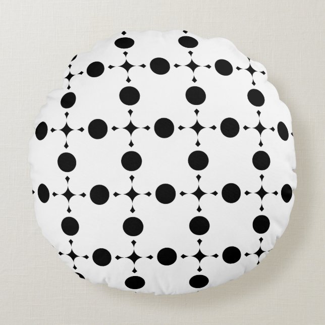 Black Polka Dots, Polka Dot Pattern, Dots, Dotted Round Pillow (Front)