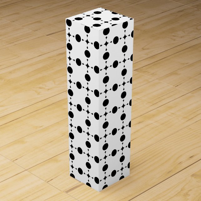 Black Polka Dots, Polka Dot Pattern, Dots, Dotted Wine Box (Front)