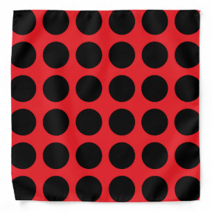 Black Polka Dots Red Bandana