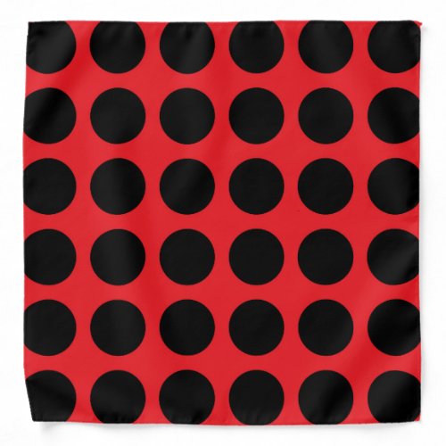 Black Polka Dots Red Bandana