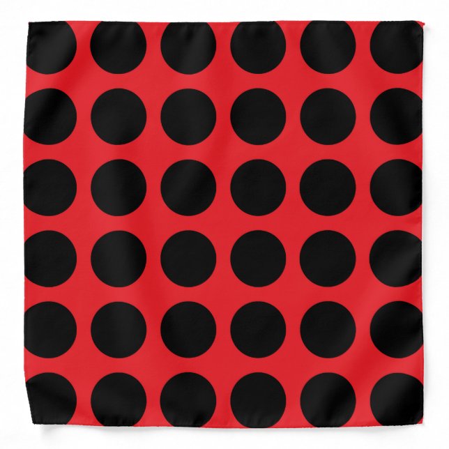 Black Polka Dots Red Bandana (Front)