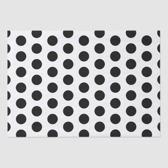 Black Polka Dots Retail Packaging Tissue Paper (Front)