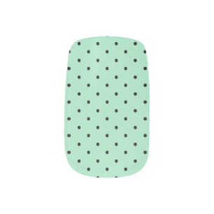 Black Polka Dots - Seafoam Green Minx Nail Art