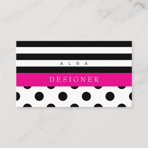 Black Polka Dots  Stripes Business Card