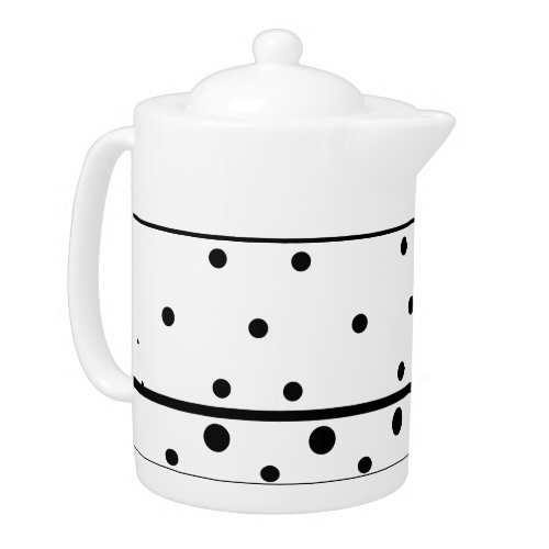 Black Polka Dots Stripes Teapot