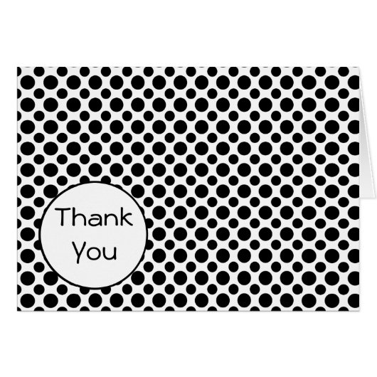 Black Polka-Dots Thank You Card (Front Horizontal)