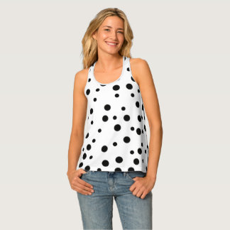 Black Polka Dots Various Sizes on Tank Tops