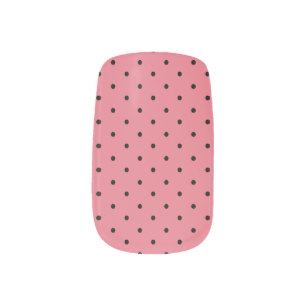 Black Polka Dots - Watermelon Pink Minx Nail Art