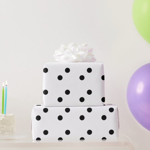 Black Polka Dots White Custom Color Holiday 2023 Wrapping Paper
