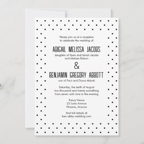 Black Polka Dots with 2 Sets Bride's Parents Invitation