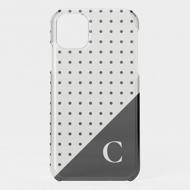 Black Polka Dots with Bold Monogram Uncommon iPhone Case (Back)