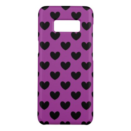 Black polka hearts on purple Case-Mate samsung galaxy s8 case