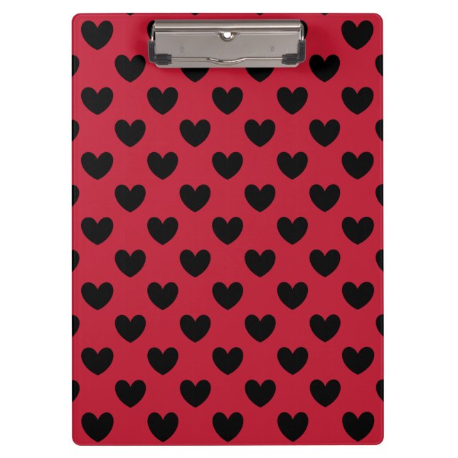 Black polka hearts on red clipboard (Front)