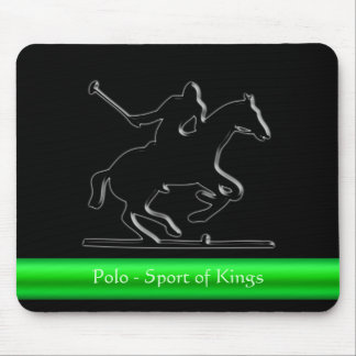 Black Polo Pony and Rider, green chrome-look strip Mouse Pad