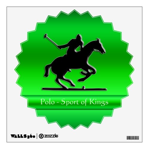 Black Polo Pony and Rider on green chrome_look Wall Decal