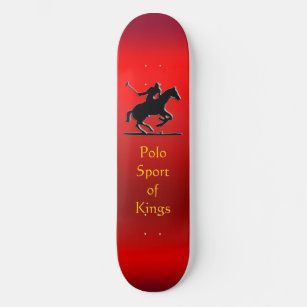 Black Polo Pony and Rider on red chrome-effect Skateboard