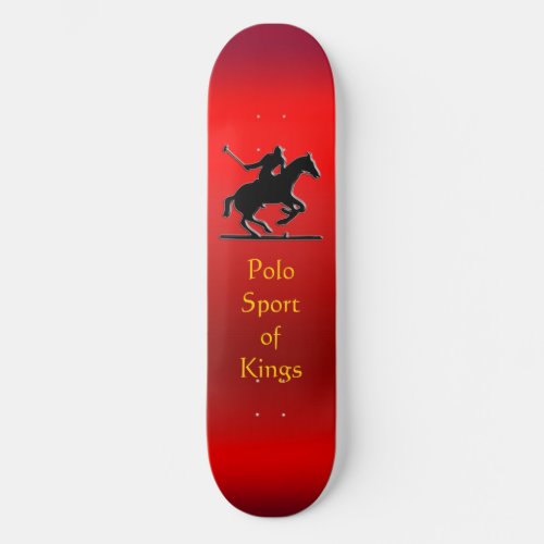 Black Polo Pony and Rider on red chrome_effect Skateboard